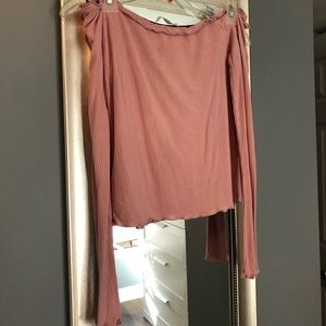 Off-Shoulder Long Sleeve Crop